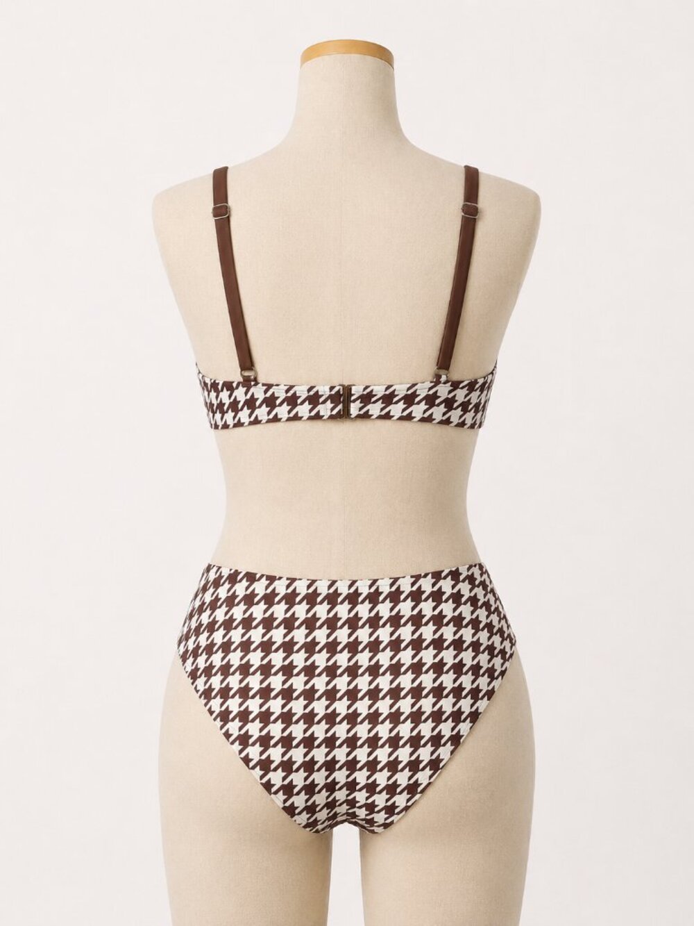 CUPSHE Reversible Houndstooth Bikini Bottoms Brown Gingham L NWT - Picture 2 of 4